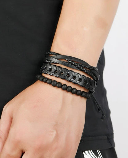 6pcs Men's/Boy's Minimalist Black Bracelets - Southern Chic Magnolias, LLC