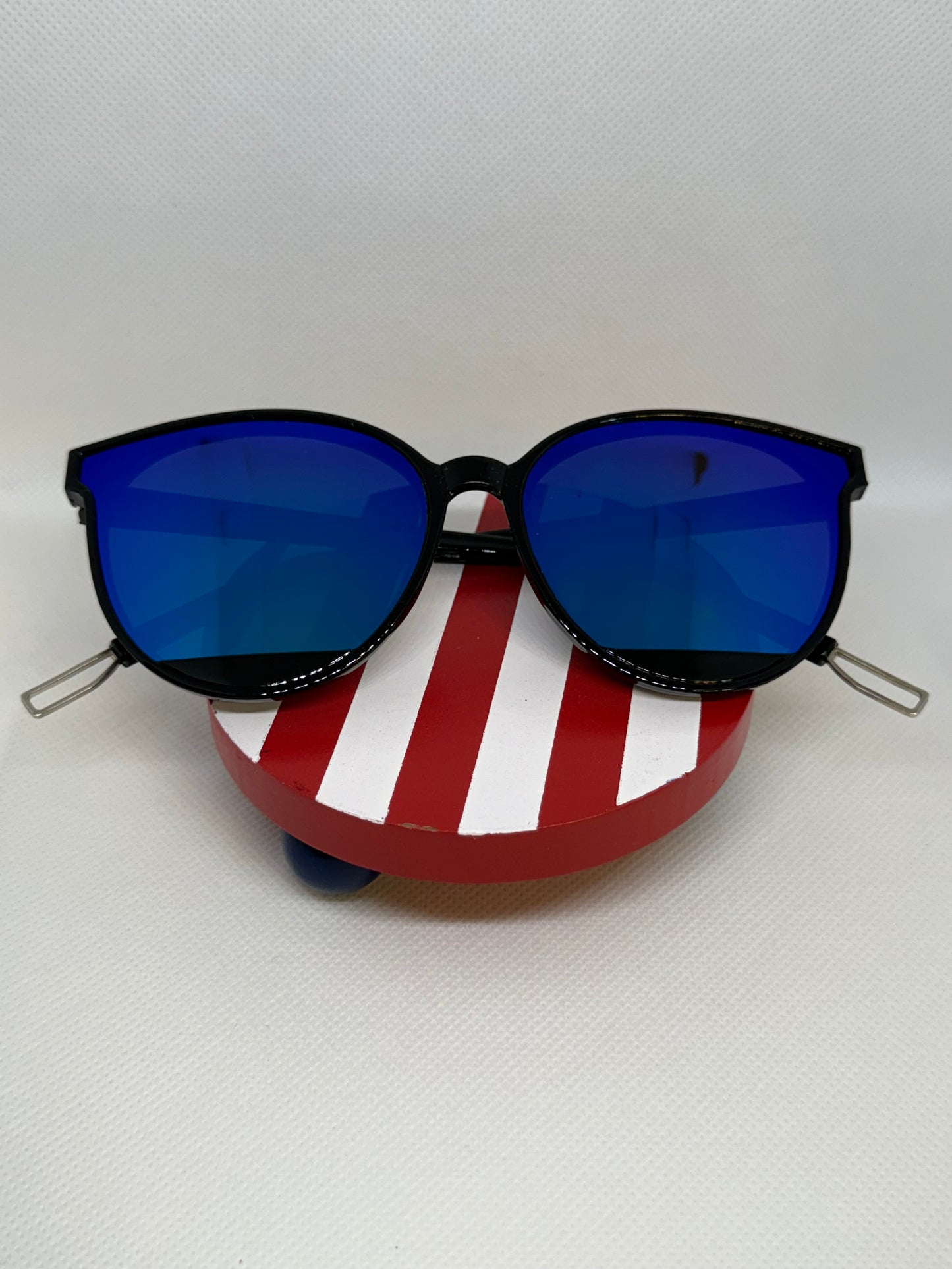 Blue Cat Eye Mirror Sunglasses