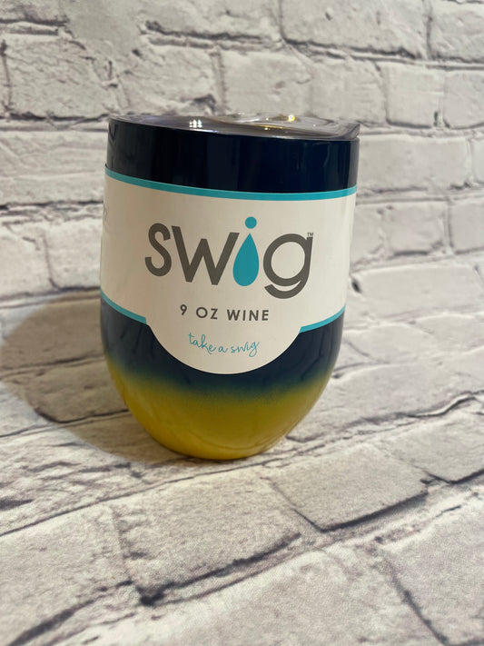 Swig 9oz. Blue/Yellow Wine Tumbler - Southern Chic Magnolias, LLC