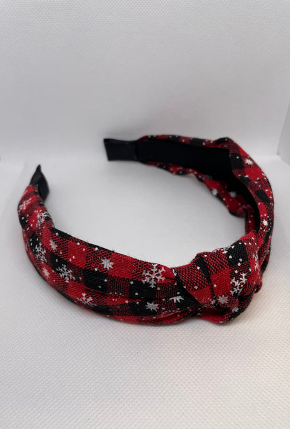 Red Black Plaid Snowflake Headband - Southern Chic Magnolias, LLC