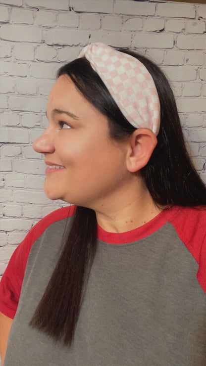 Pink Checkered Headband - Southern Chic Magnolias, LLC