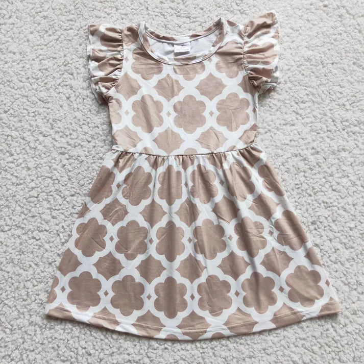 Baby Girls Khaki Quatrefoil Pearl Dress - Southern Chic Magnolias, LLC