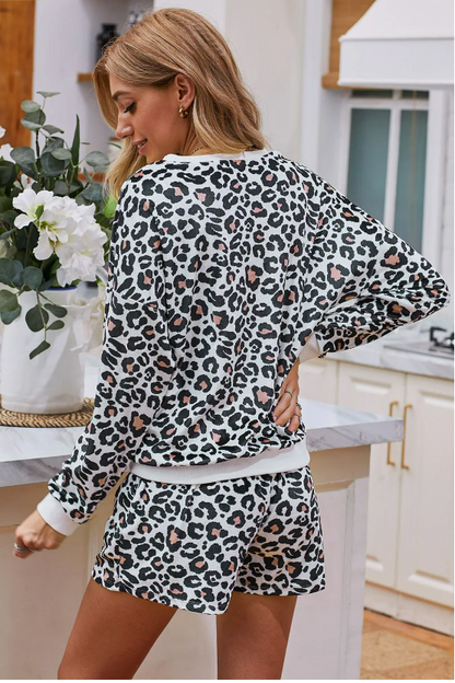 Black Leopard Long Sleeve Shorts Lounge Set - Southern Chic Magnolias, LLC