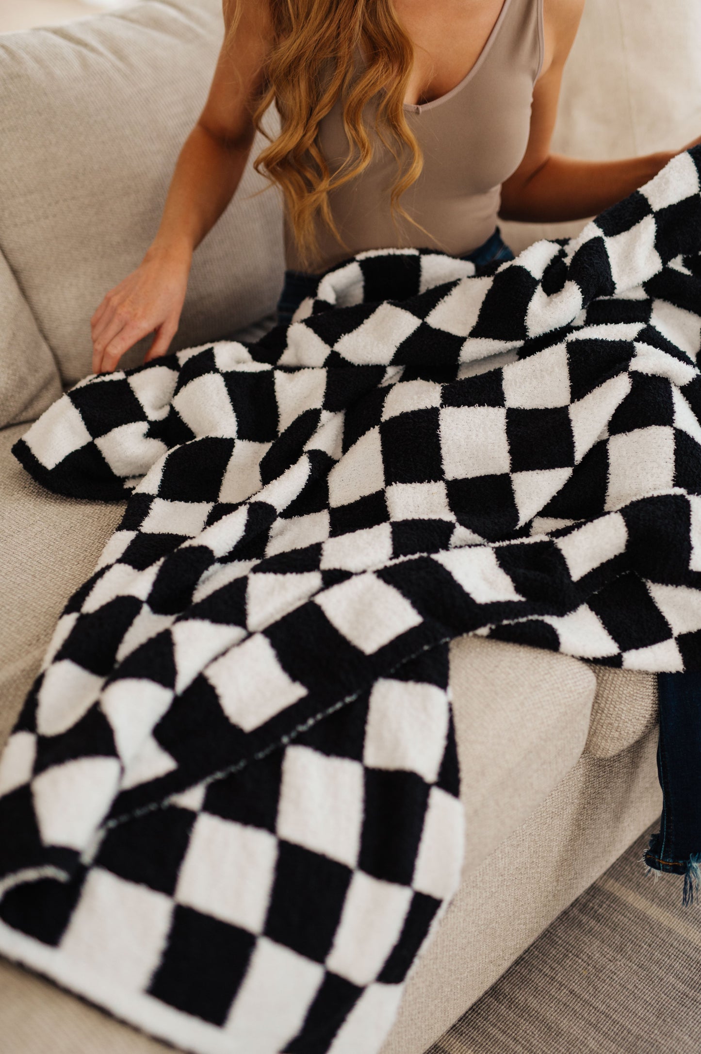 Penny Blanket Single Cuddle Size in Black Check - Southern Chic Magnolias, LLC