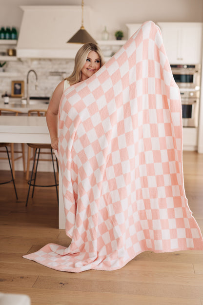 Penny Blanket Single Cuddle Size in Pink Check - Southern Chic Magnolias, LLC