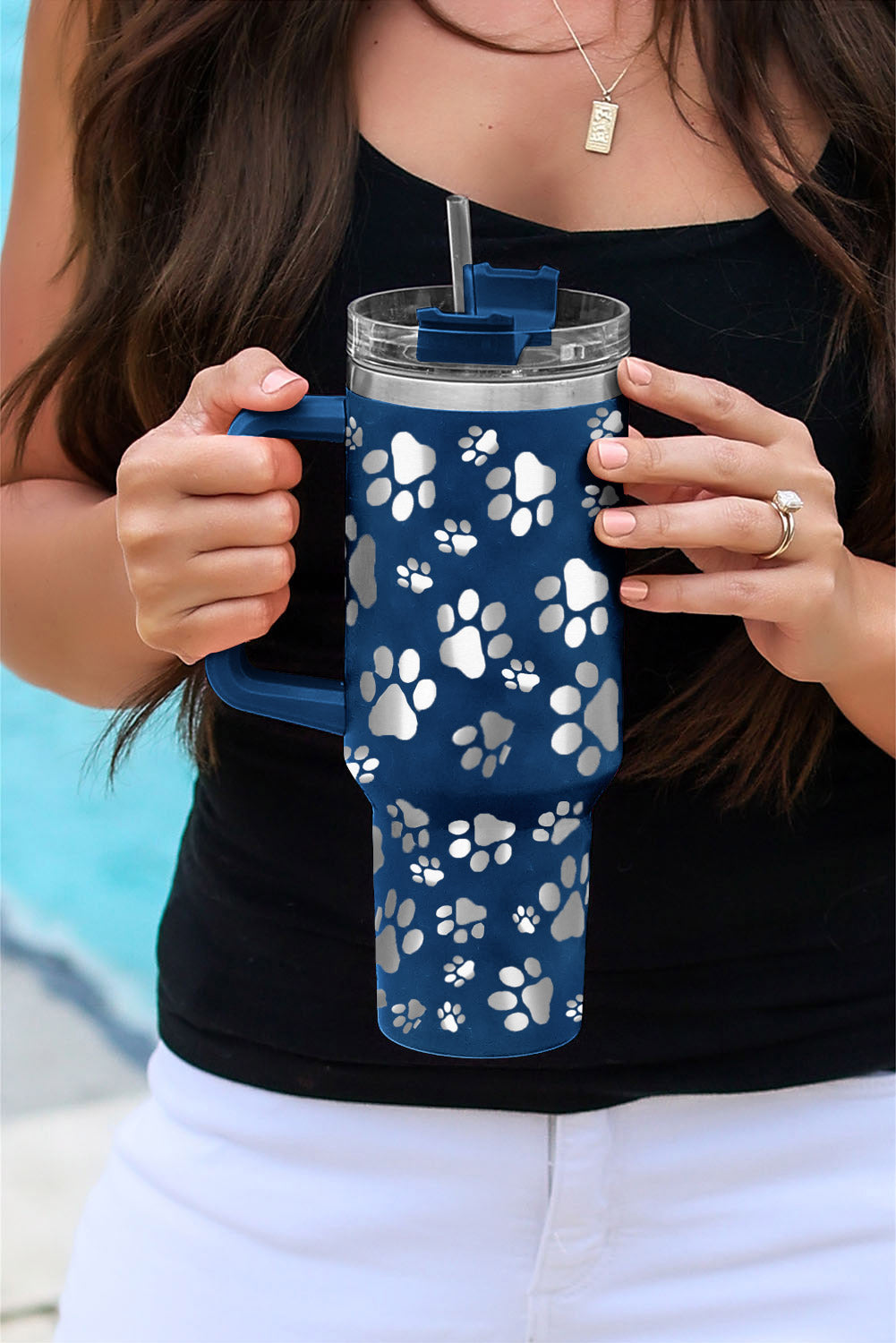 Blue Paw Print Stainless Steel Tumbler - Southern Chic Magnolias, LLC