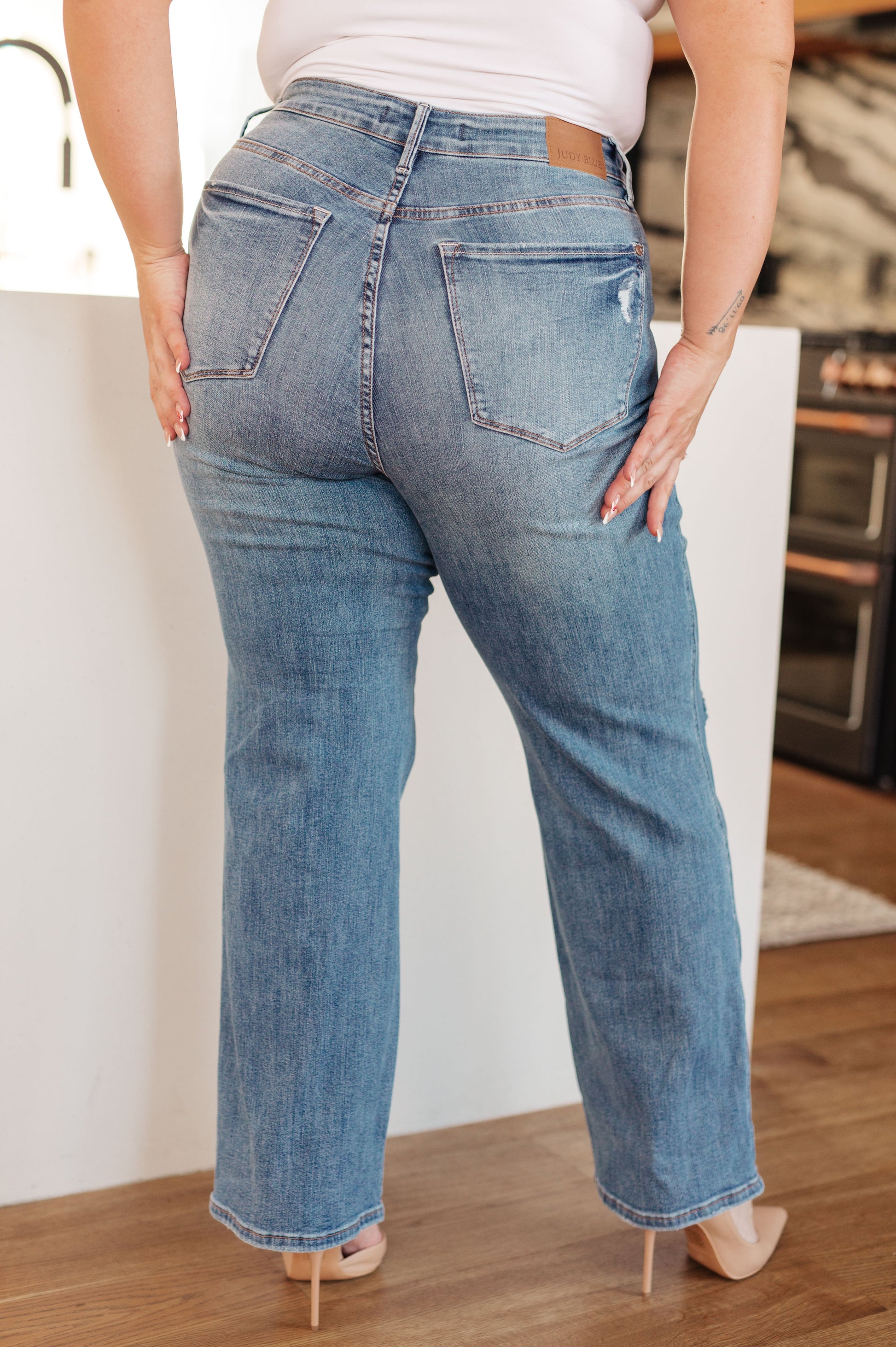 Bree High Rise Control Top Distressed Straight Jeans - Southern Chic Magnolias, LLC