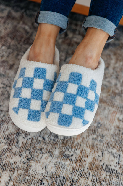 Checked Out Slippers in Blue - Southern Chic Magnolias, LLC