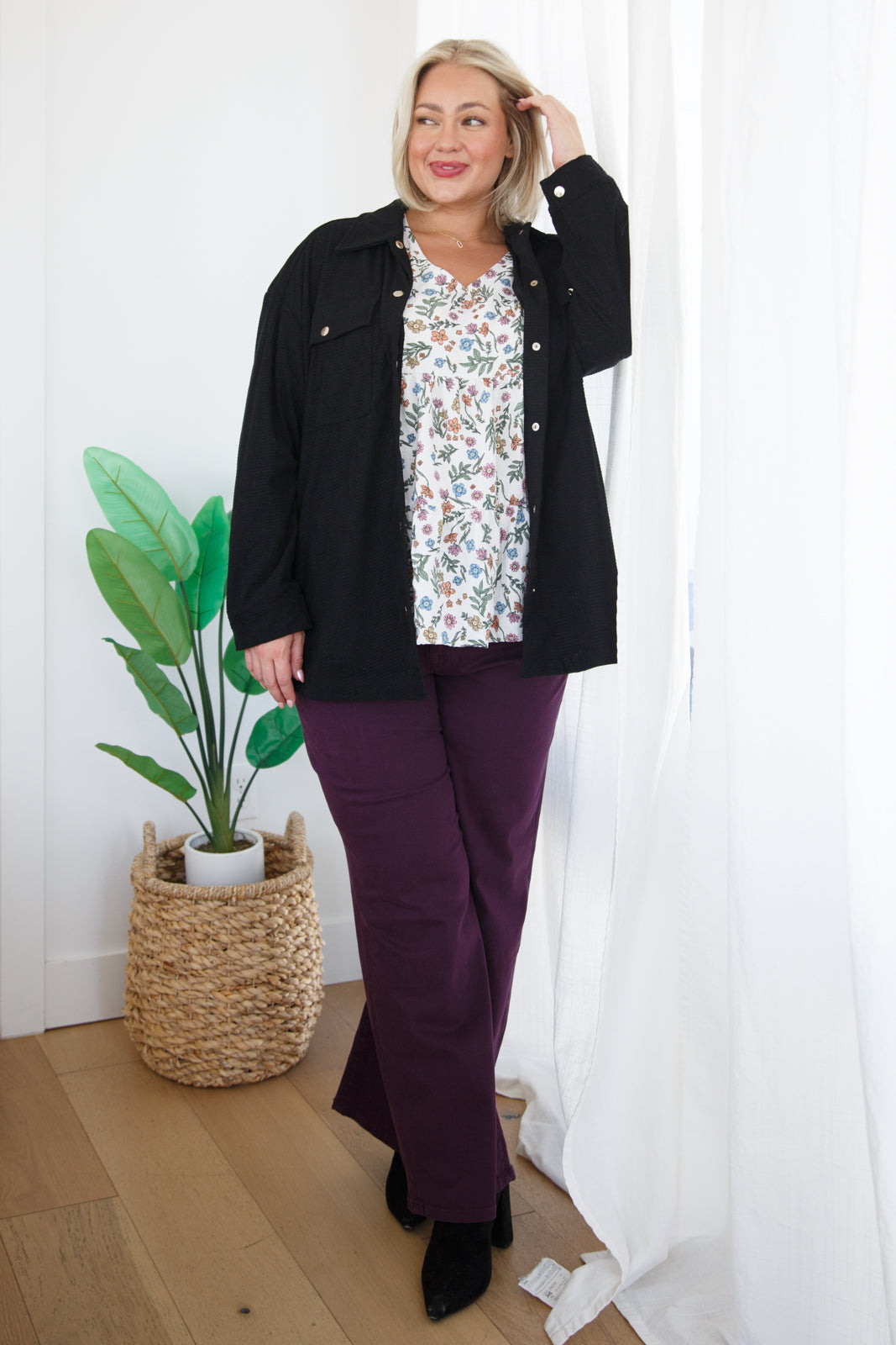 Petunia High Rise Wide Leg Jeans in Plum - Southern Chic Magnolias, LLC