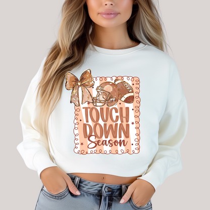 Coquette Touchdown Season in White Sweatshirt
