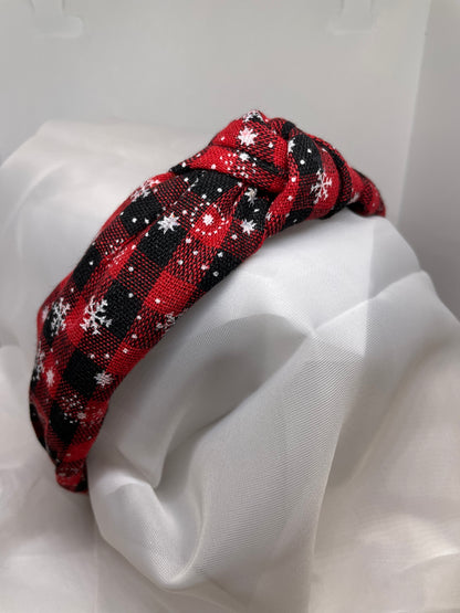 Red Black Plaid Snowflake Headband - Southern Chic Magnolias, LLC