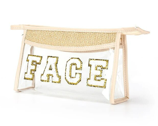 Waterproof Patch Letter Cosmetic / Toiletry Bag "FACE" - Southern Chic Magnolias, LLC