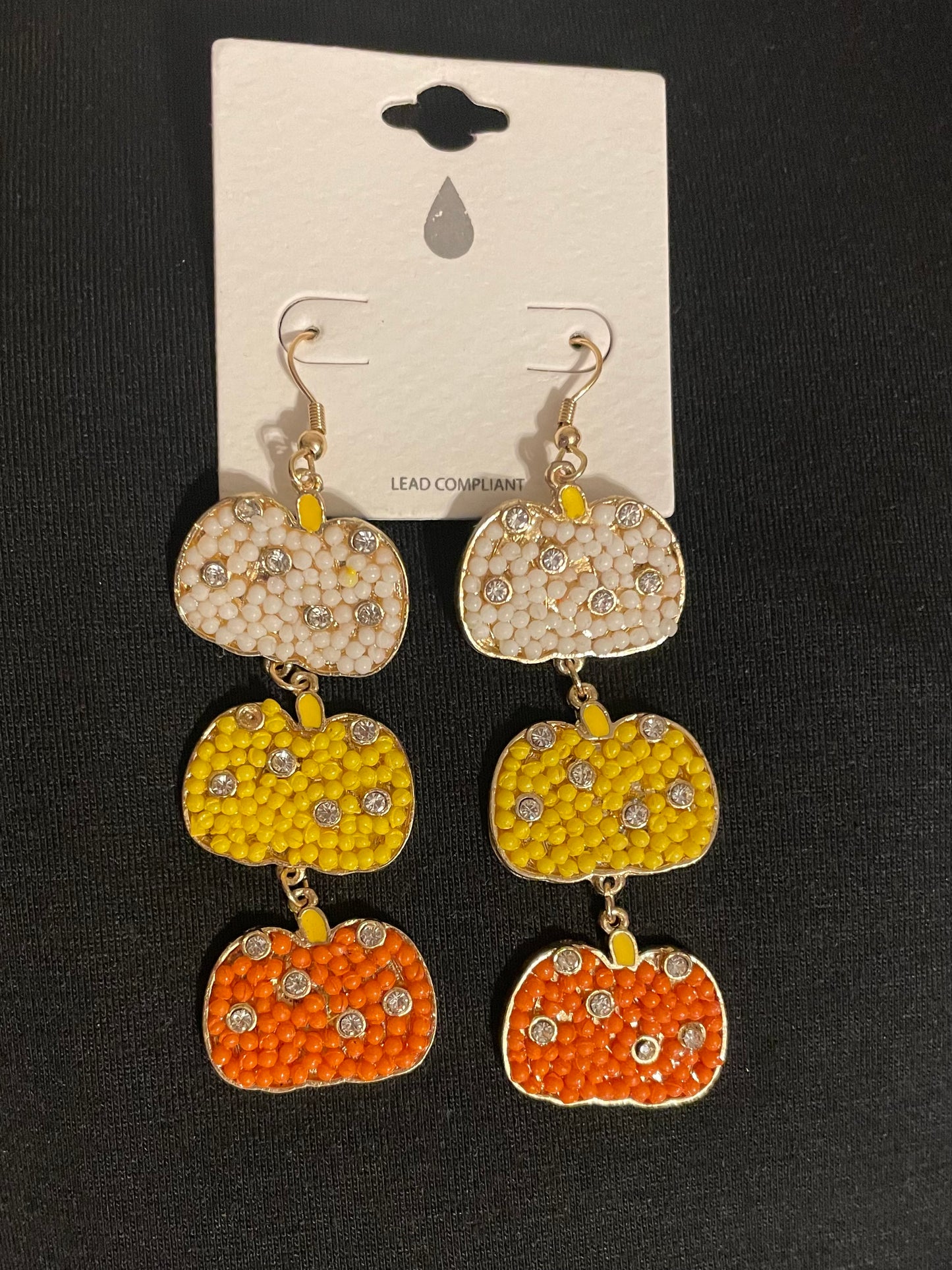 Pumpkin Trio Linked Goldtone Earrings - Southern Chic Magnolias, LLC