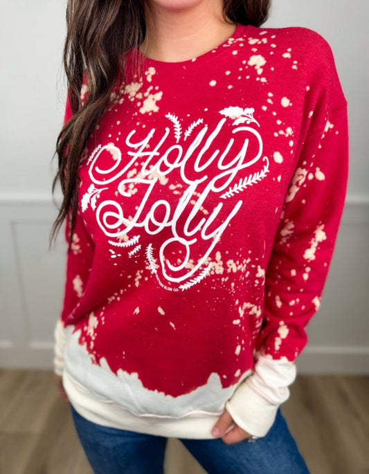 Holly Jolly Bleached Crewneck