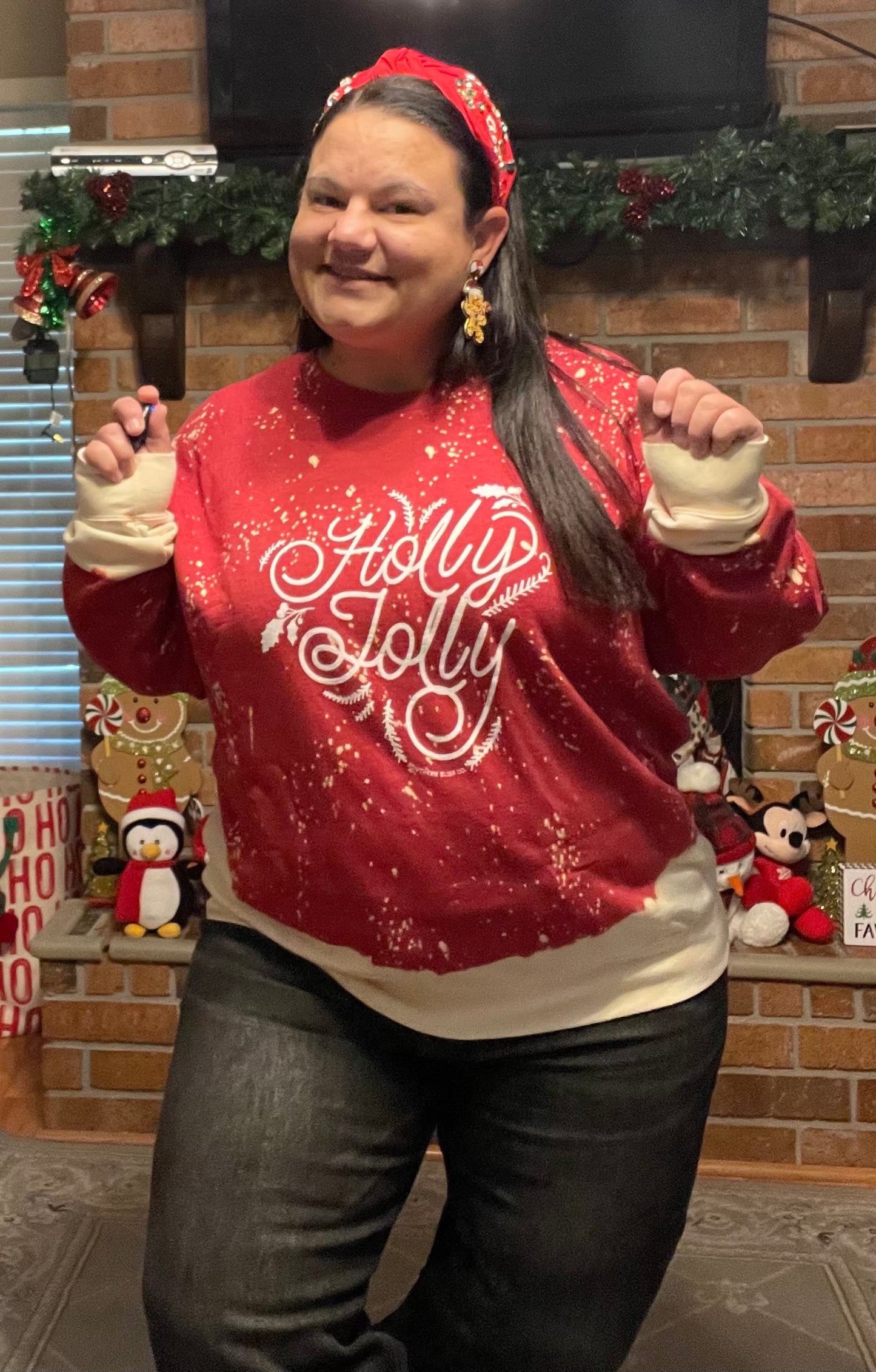 Holly Jolly Bleached Crewneck - Southern Chic Magnolias, LLC