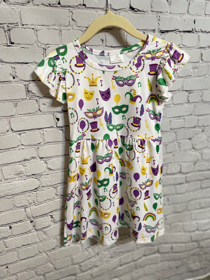 Baby Girls Mardi Gras Madness Pearl Dress - Southern Chic Magnolias, LLC