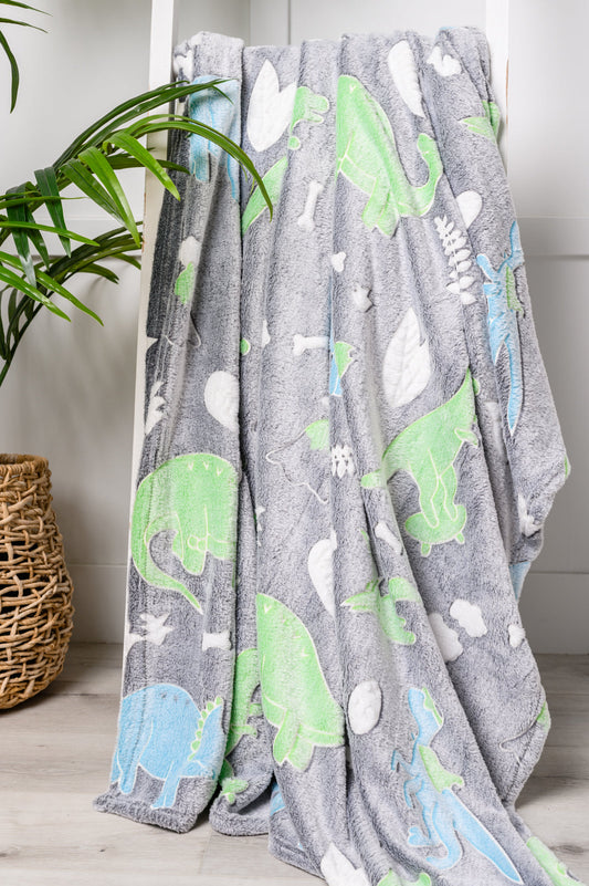 Glow in the Dark Blanket in Dinosaurs - Southern Chic Magnolias, LLC