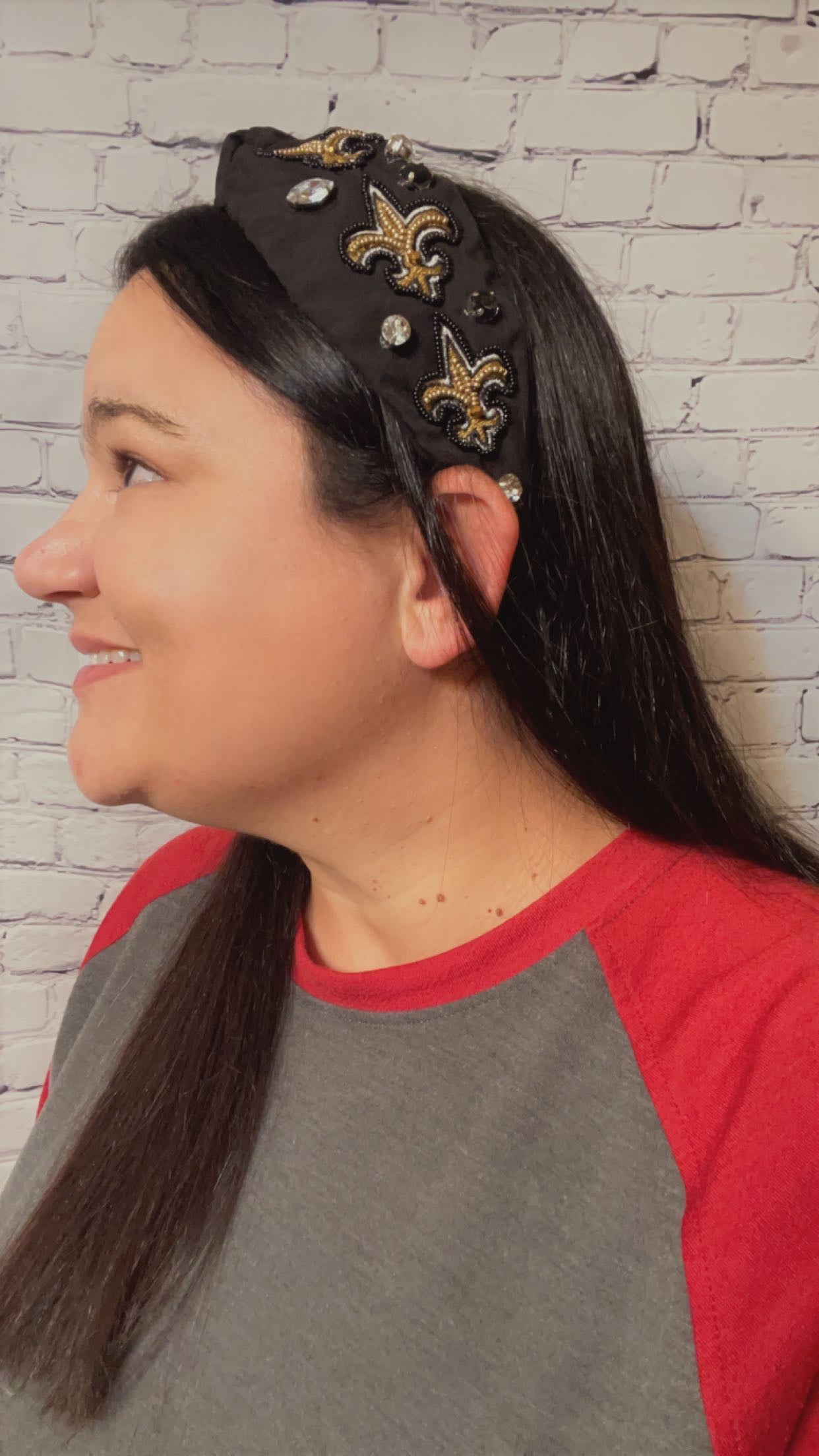 Black and Gold Fleur De Lis Knotted Headband - Southern Chic Magnolias, LLC