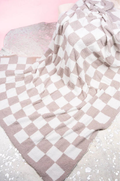 TAN & CREAM CHECKER BLANKET - Southern Chic Magnolias, LLC