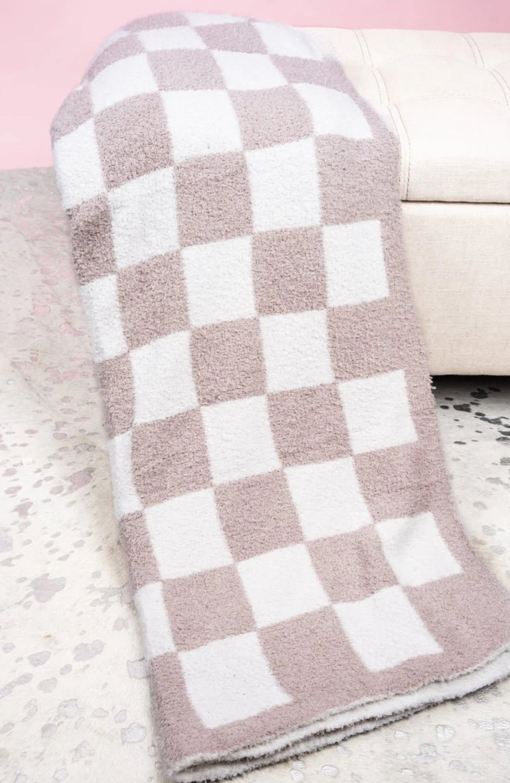 TAN & CREAM CHECKER BLANKET - Southern Chic Magnolias, LLC