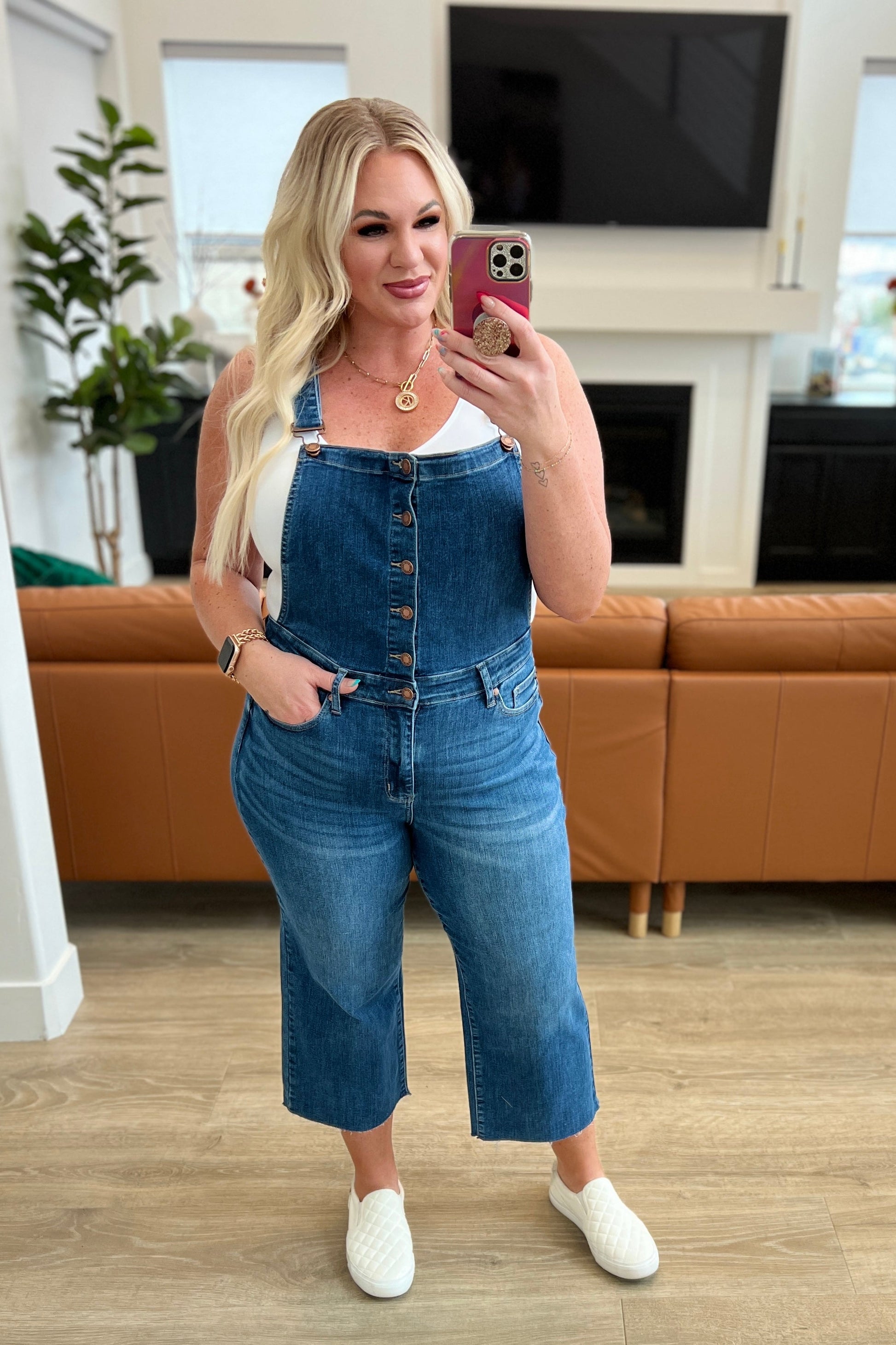 Priscilla High Rise Crop Wide Leg Denim Overalls - Southern Chic Magnolias, LLC