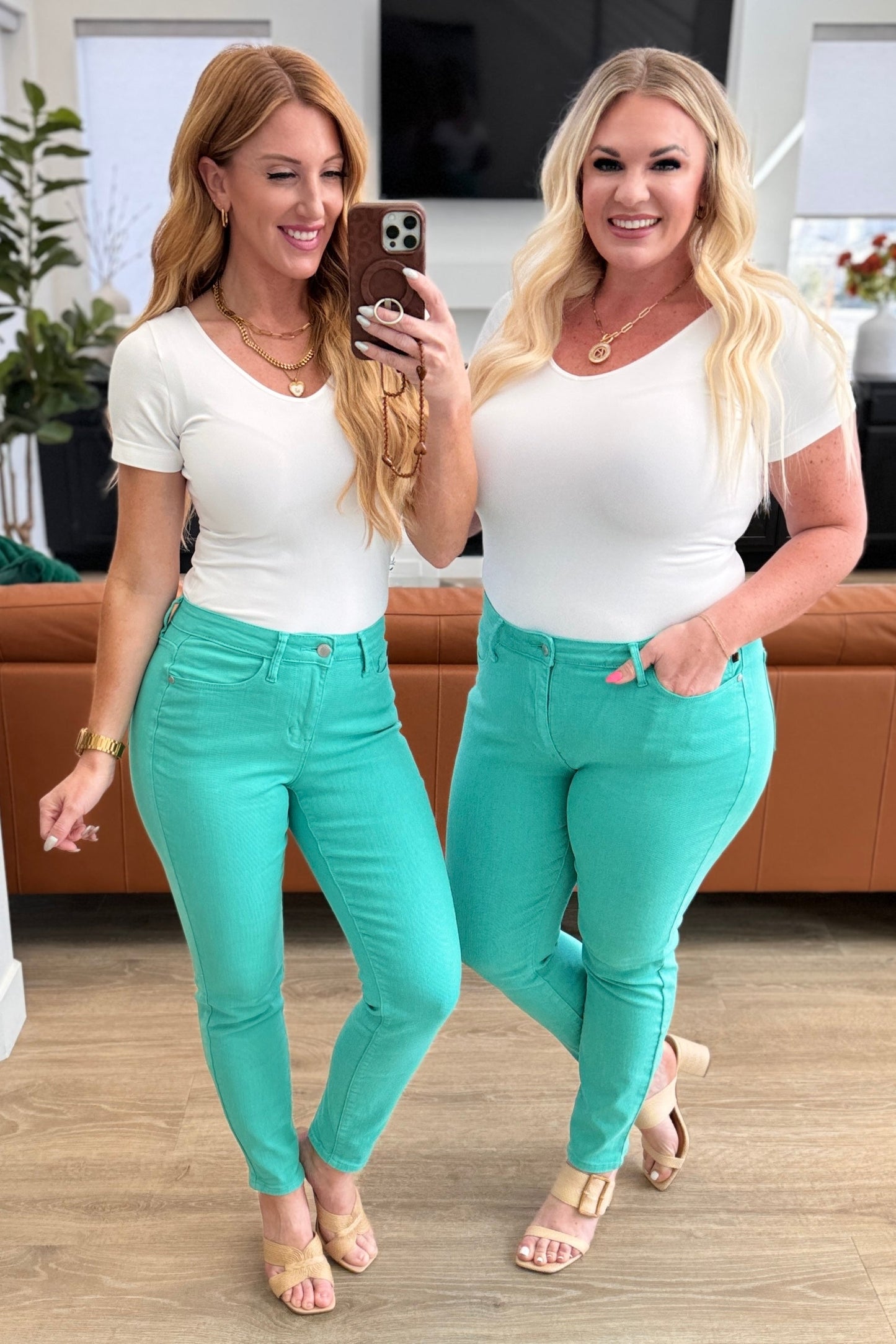 Bridgette High Rise Garment Dyed Slim Jeans in Aquamarine - Southern Chic Magnolias, LLC