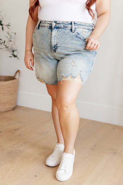 Cindy High Rise Mineral Wash Distressed Boyfriend Shorts - Southern Chic Magnolias, LLC