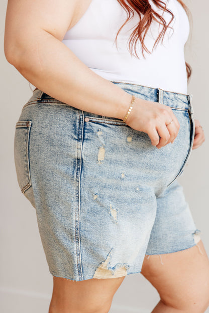 Cindy High Rise Mineral Wash Distressed Boyfriend Shorts - Southern Chic Magnolias, LLC