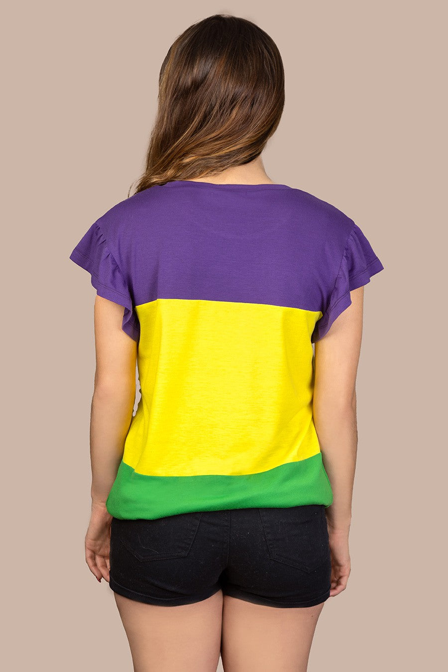 Mardi Gras Color Block Top with Butterfly Sleeve - Southern Chic Magnolias, LLC