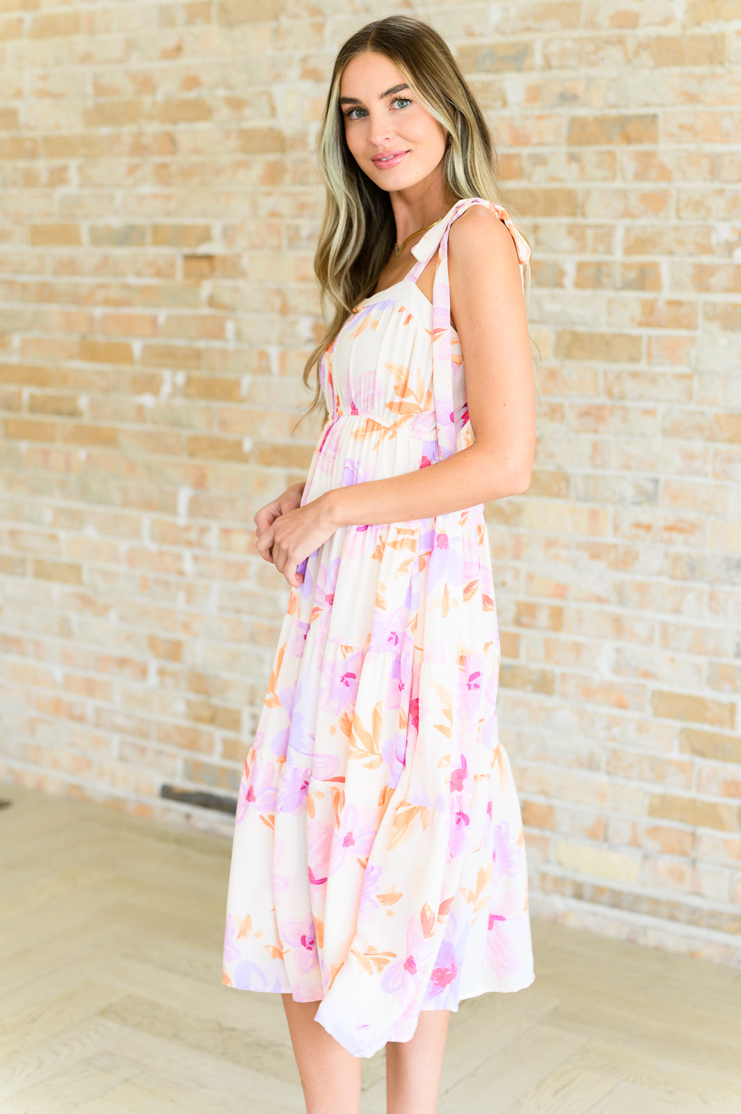 Pastel Petals Floral Midi Dress