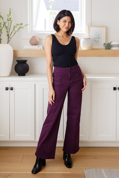 Petunia High Rise Wide Leg Jeans in Plum - Southern Chic Magnolias, LLC