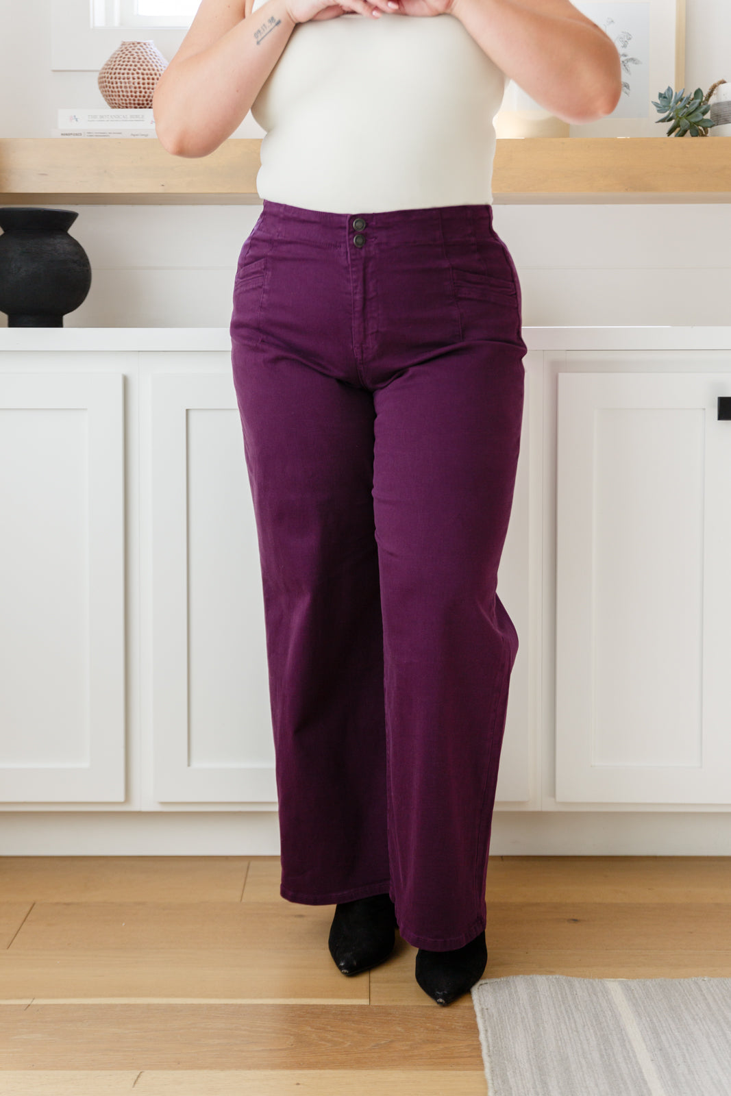 Petunia High Rise Wide Leg Jeans in Plum - Southern Chic Magnolias, LLC