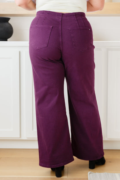 Petunia High Rise Wide Leg Jeans in Plum - Southern Chic Magnolias, LLC