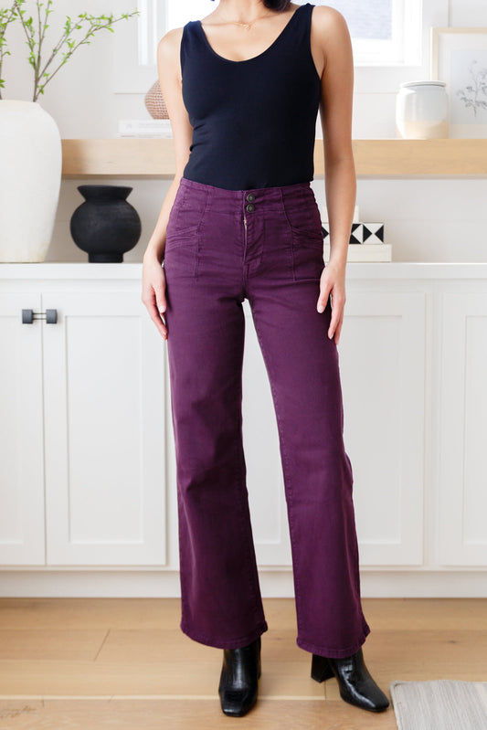 Petunia High Rise Wide Leg Jeans in Plum - Southern Chic Magnolias, LLC