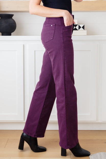 Petunia High Rise Wide Leg Jeans in Plum - Southern Chic Magnolias, LLC