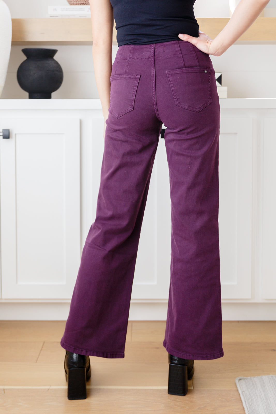 Petunia High Rise Wide Leg Jeans in Plum - Southern Chic Magnolias, LLC