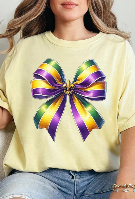 Pre-Order Mardi Gras Ribbon Comfort Colors Adult Ring-Spun Cotton Tee