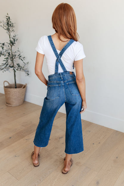 Priscilla High Rise Crop Wide Leg Denim Overalls - Southern Chic Magnolias, LLC