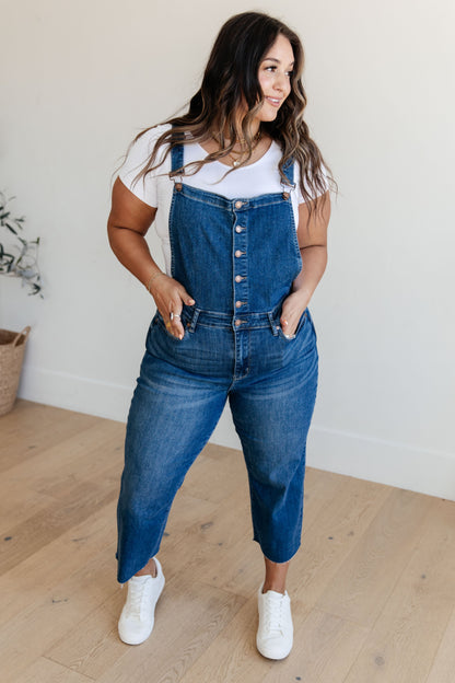 Priscilla High Rise Crop Wide Leg Denim Overalls - Southern Chic Magnolias, LLC