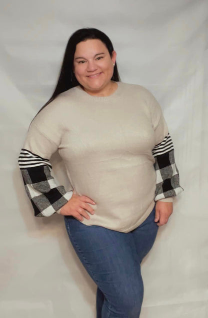 Shirley & Stone Plaid Long Sleeve Sweater - 2 Colors - Southern Chic Magnolias, LLC