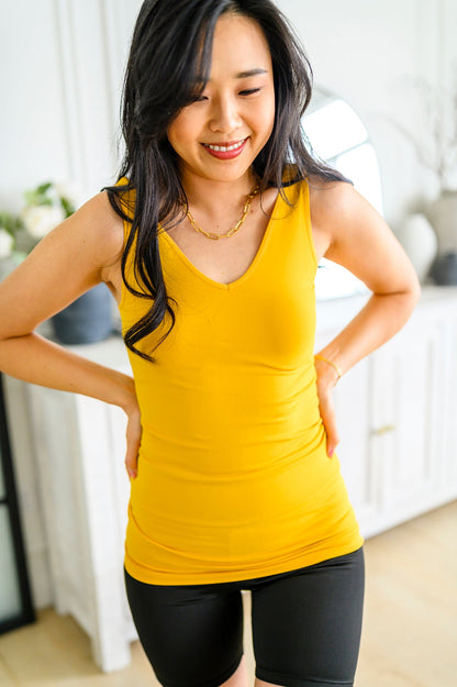 The Basics Reversible Longline Tank in Mustard - Southern Chic Magnolias, LLC