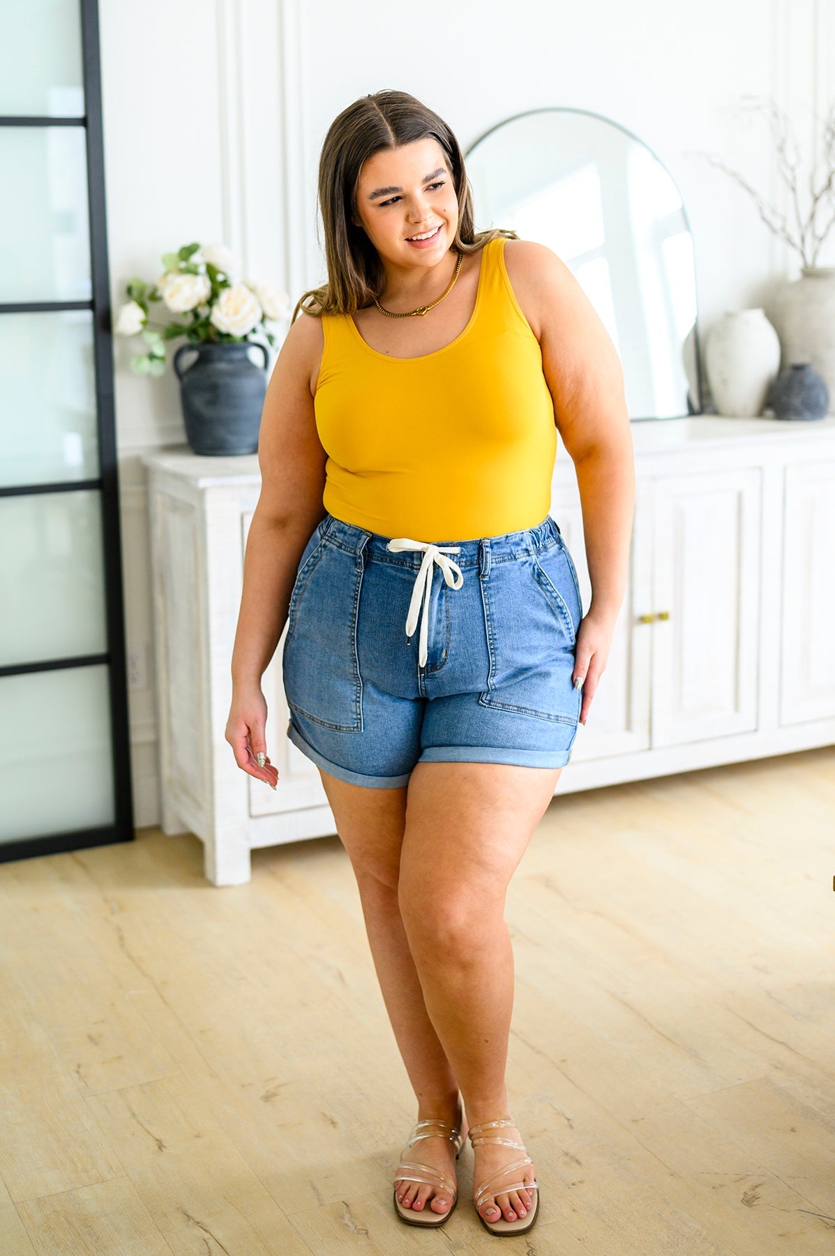 The Basics Reversible Longline Tank in Mustard - Southern Chic Magnolias, LLC