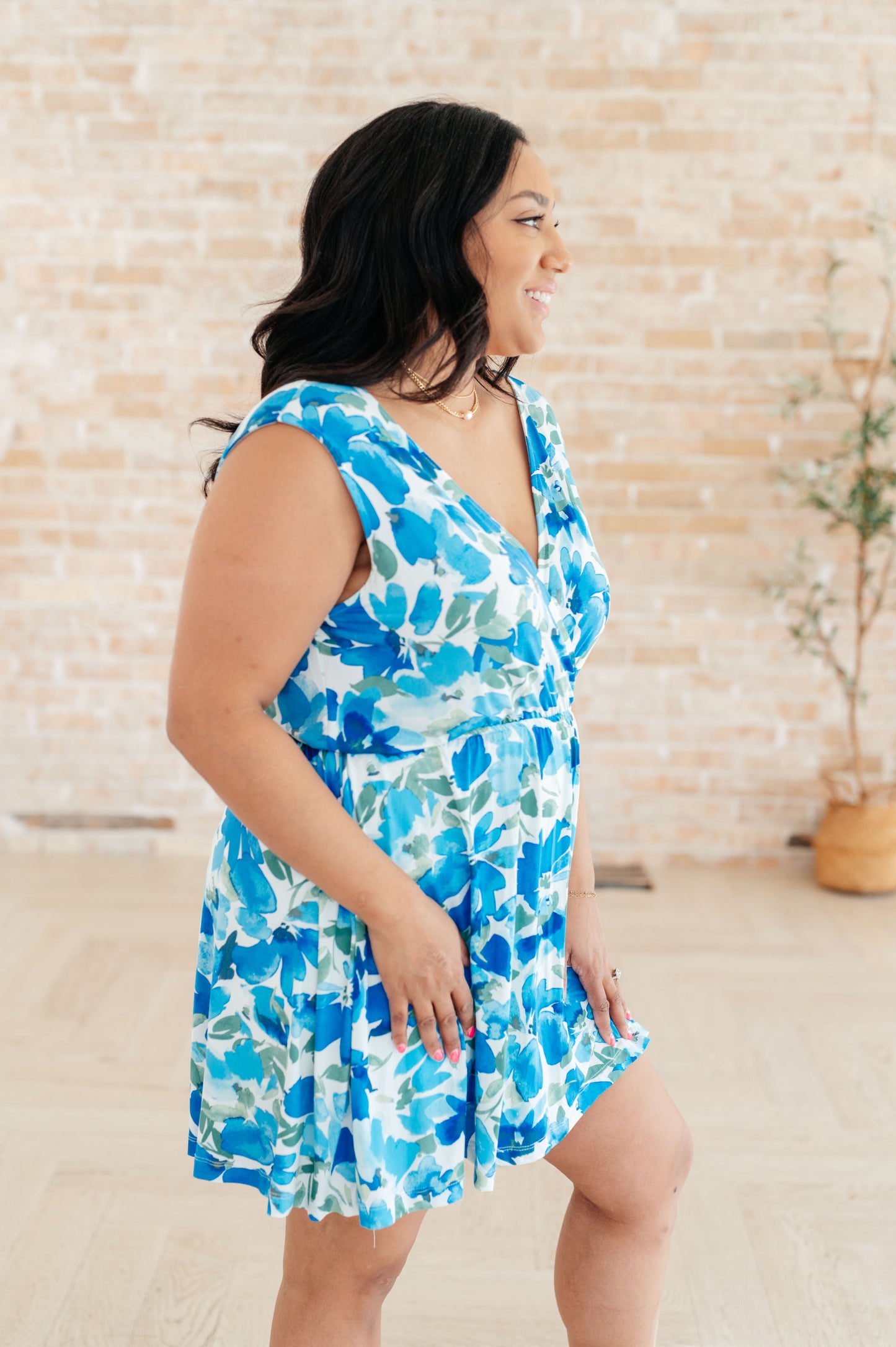 The Suns Been Quite Kind V-Neck Dress in Blue - Southern Chic Magnolias, LLC