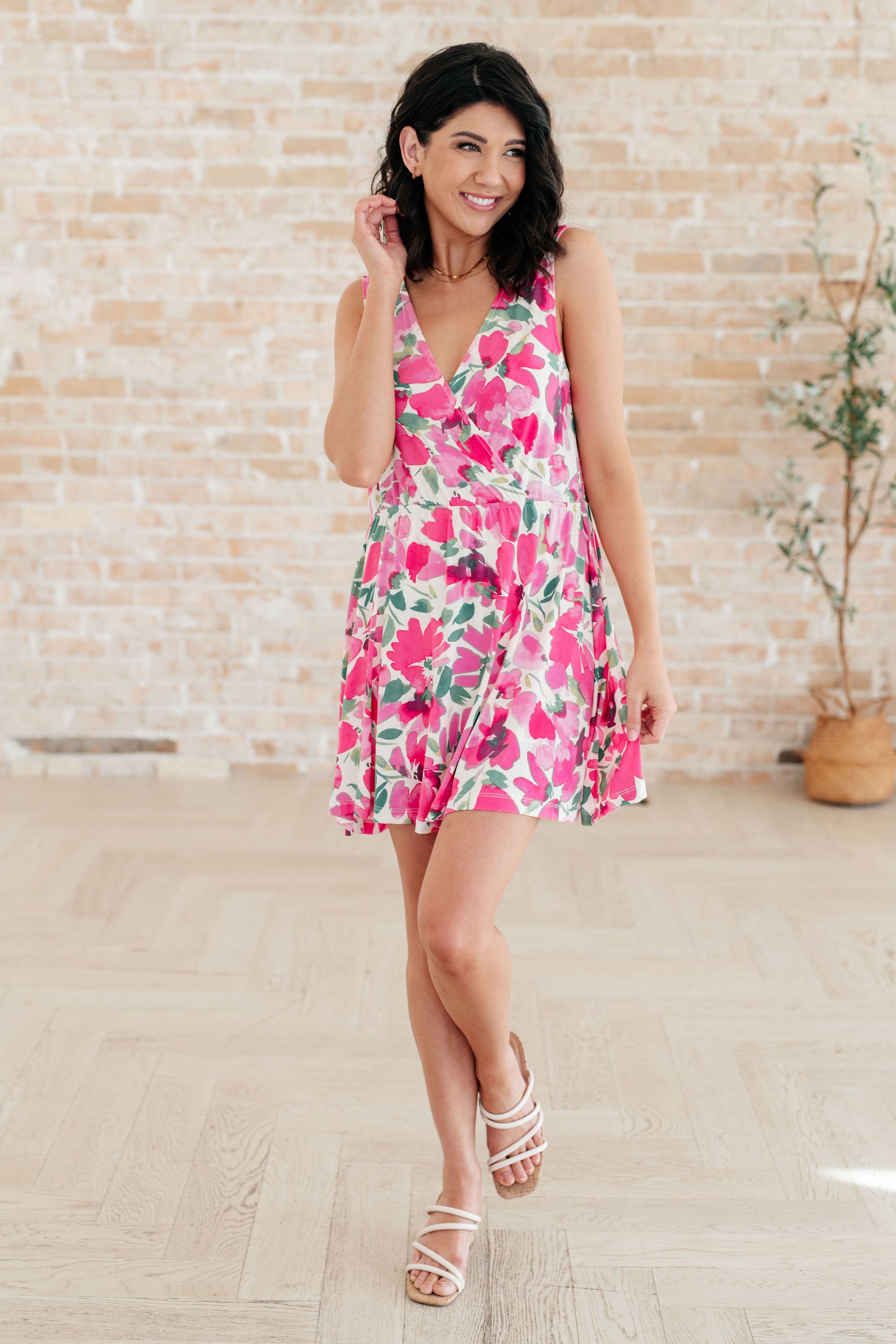 The Suns Been Quite Kind V-Neck Dress in Pink - Southern Chic Magnolias, LLC