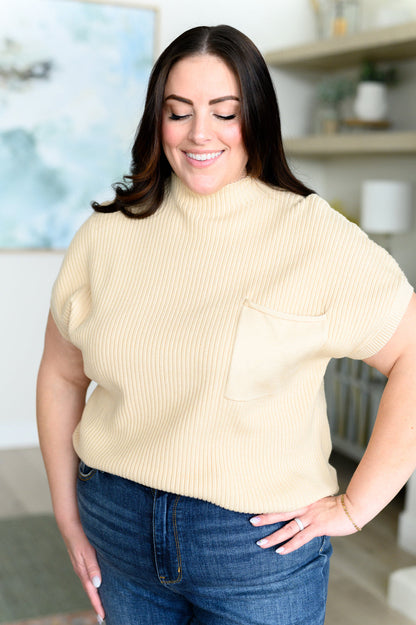 This Little Life Mock Neck Short Sleeve Sweater in Oatmeal - Southern Chic Magnolias, LLC