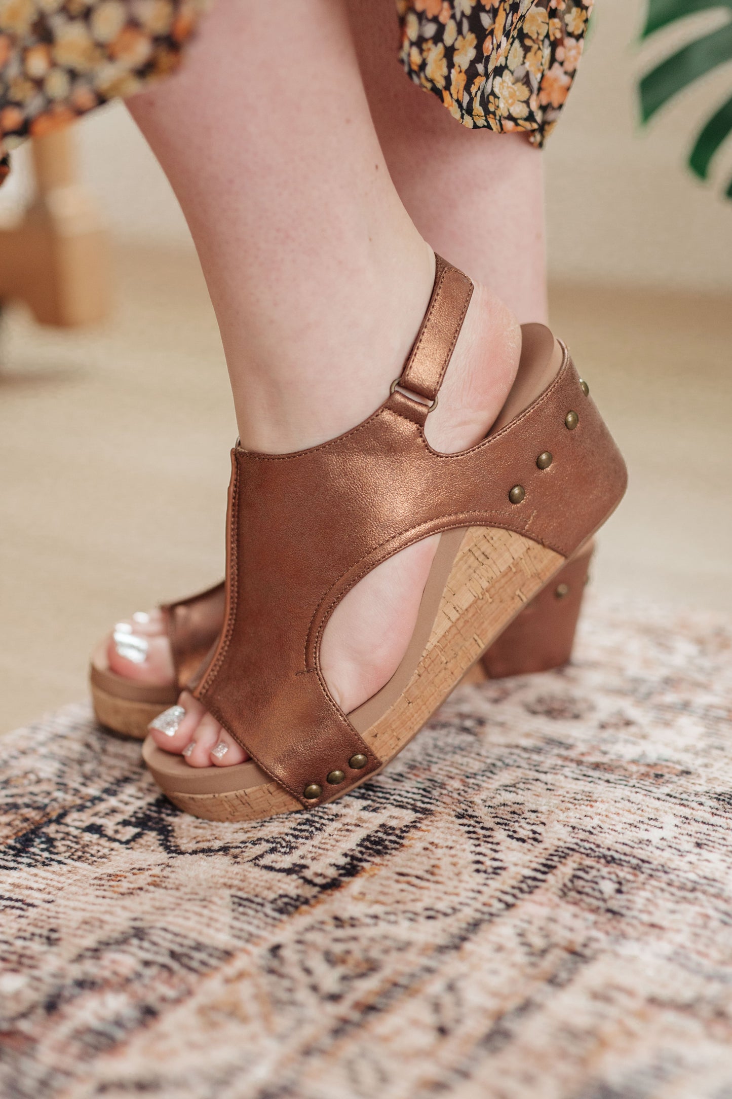 Walk This Way Wedge Sandals in Antique Bronze - Southern Chic Magnolias, LLC