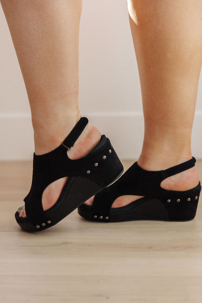 Walk This Way Wedge Sandals in Black Suede - Southern Chic Magnolias, LLC