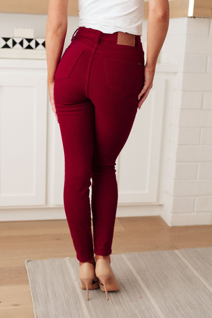 Wanda High Rise Control Top Skinny Jeans Scarlet - Southern Chic Magnolias, LLC