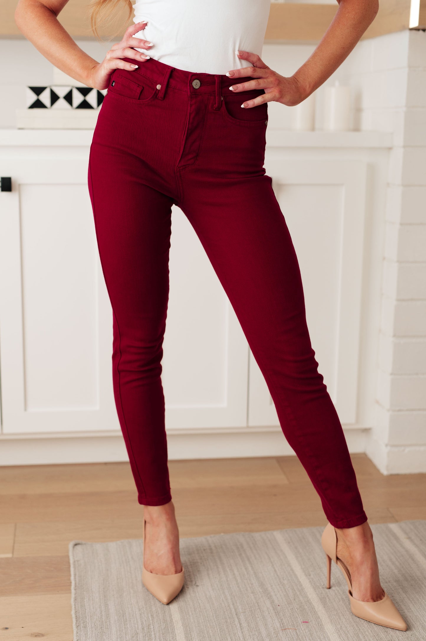 Wanda High Rise Control Top Skinny Jeans Scarlet - Southern Chic Magnolias, LLC