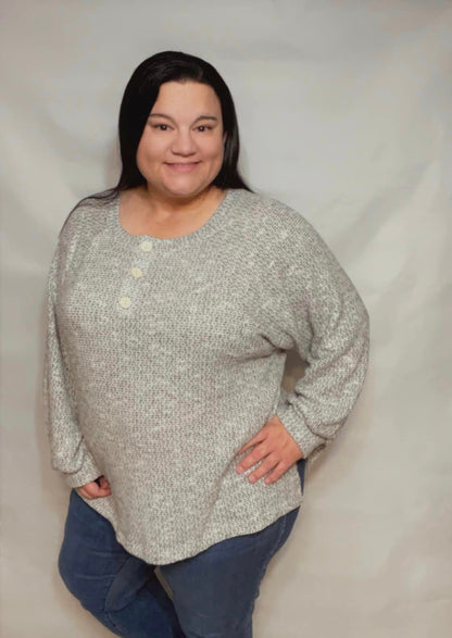 Lightweight Heather Grey Long Sleeve Sweater - Southern Chic Magnolias, LLC